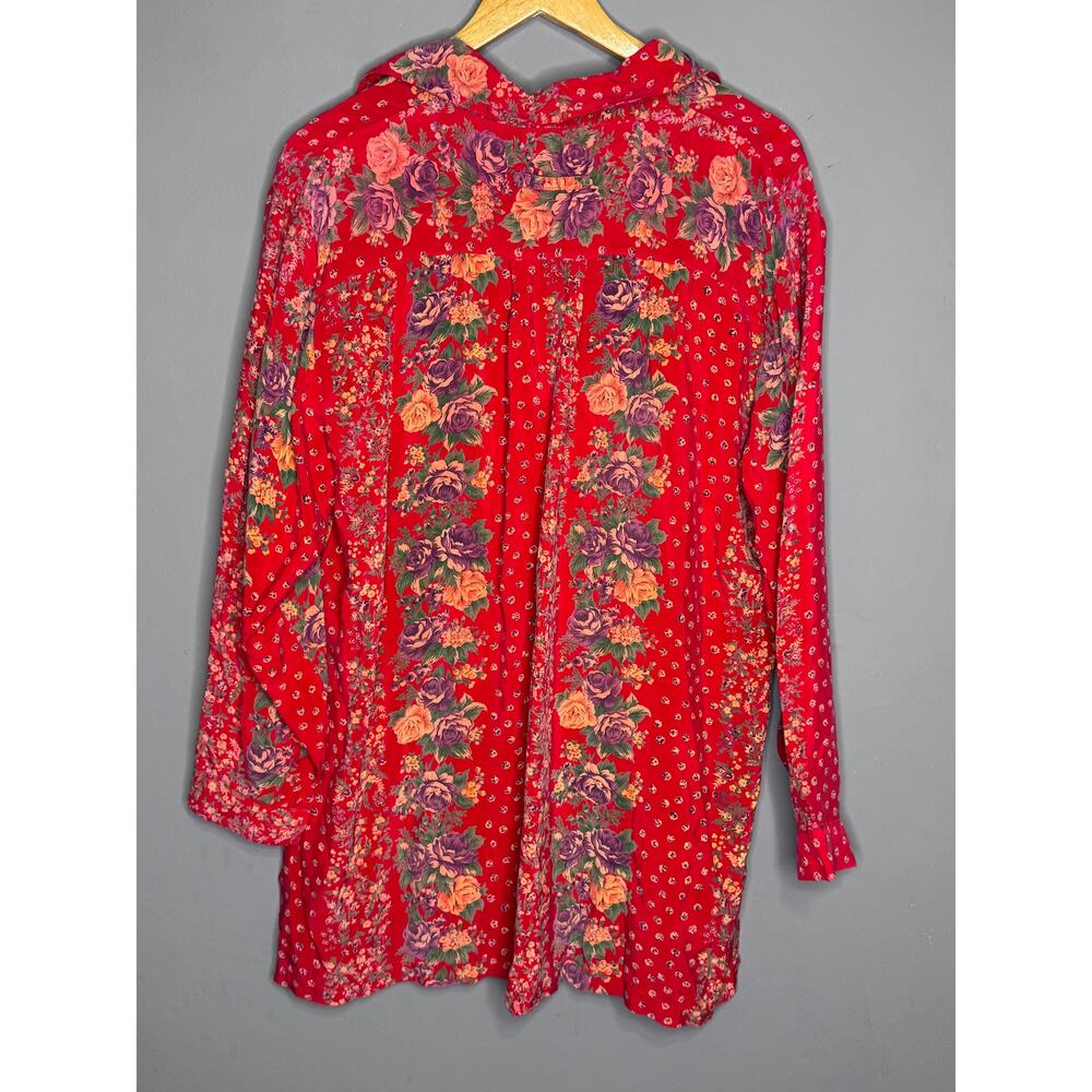 Unbranded Red/Purple & Green Women's Long Sleeve Button Down Blouse. - Picture 5 of 5